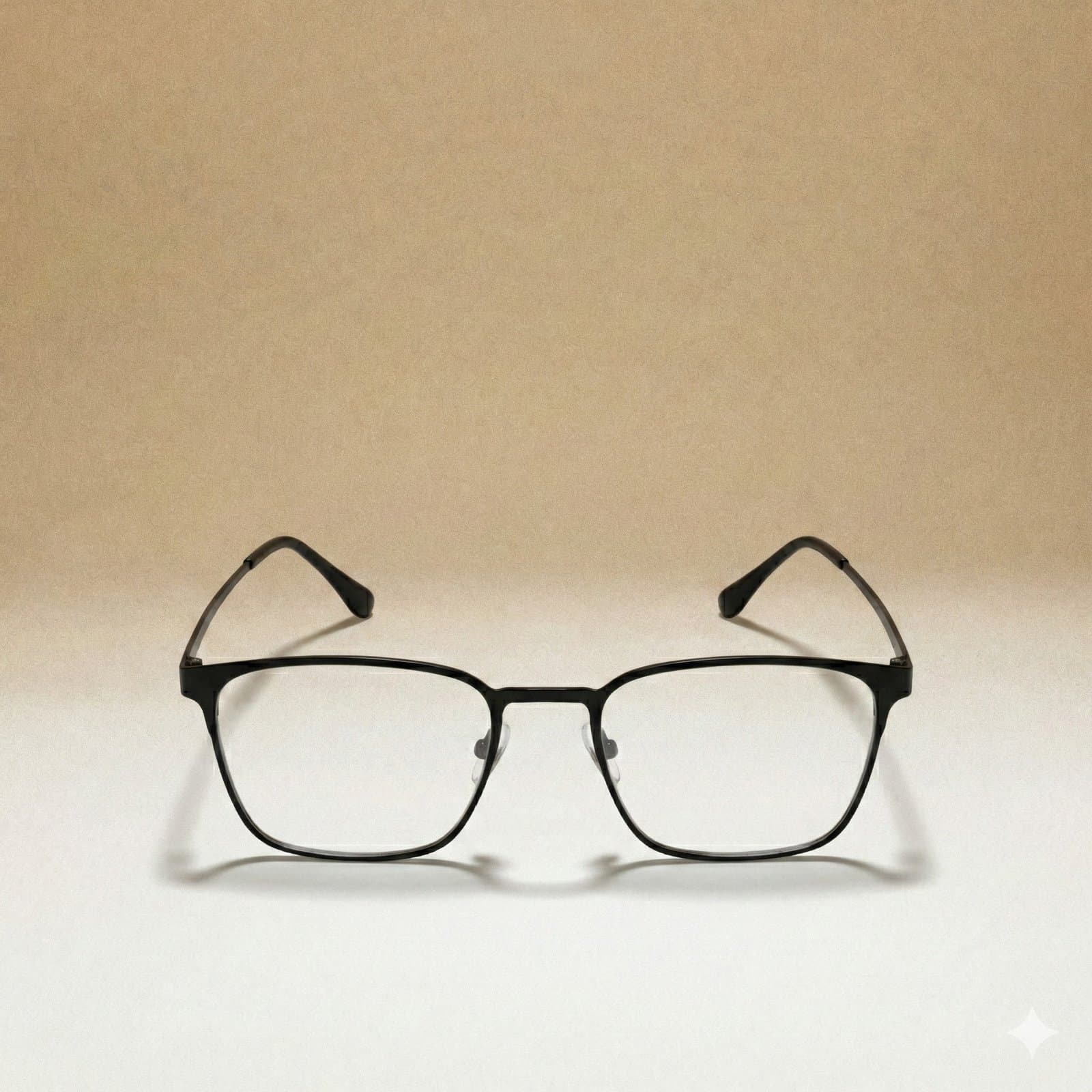 Gọng Kính Cận Kim Loại Đen Form Vuông Thanh Lịch – Nhẹ Êm, Unisex