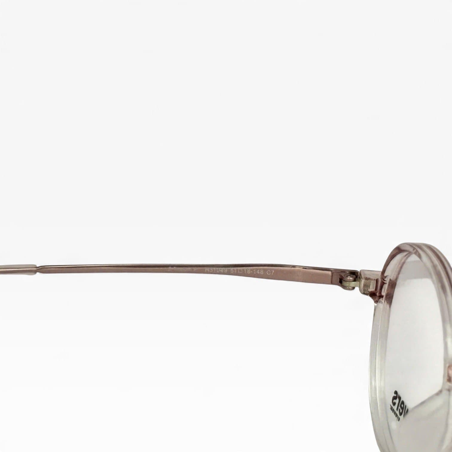 Gọng kính Flowers dáng tròn cổ điển, gọng nhựa trong, càng Titanium: - ảnh 3