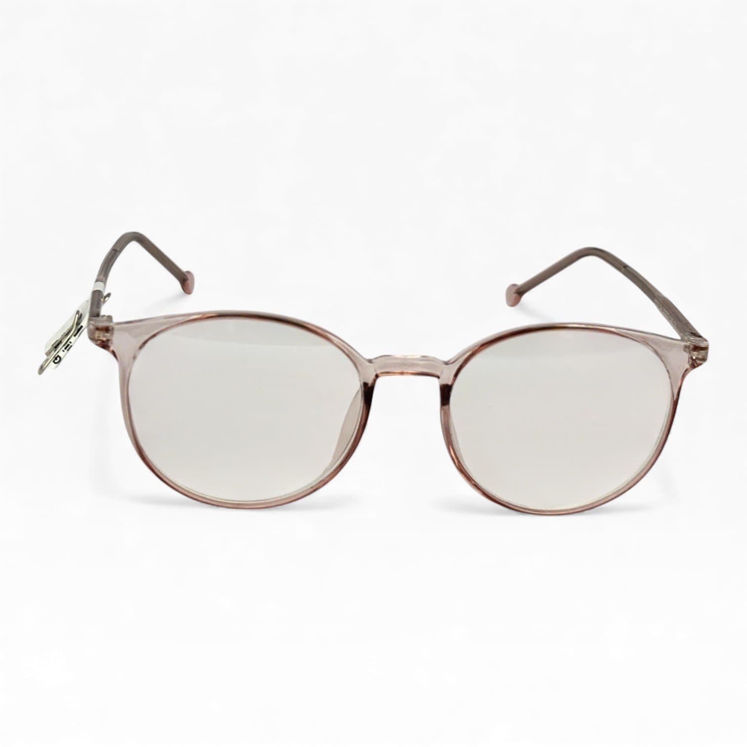 Gọng kính nhựa TR90 dáng tròn màu hồng khói