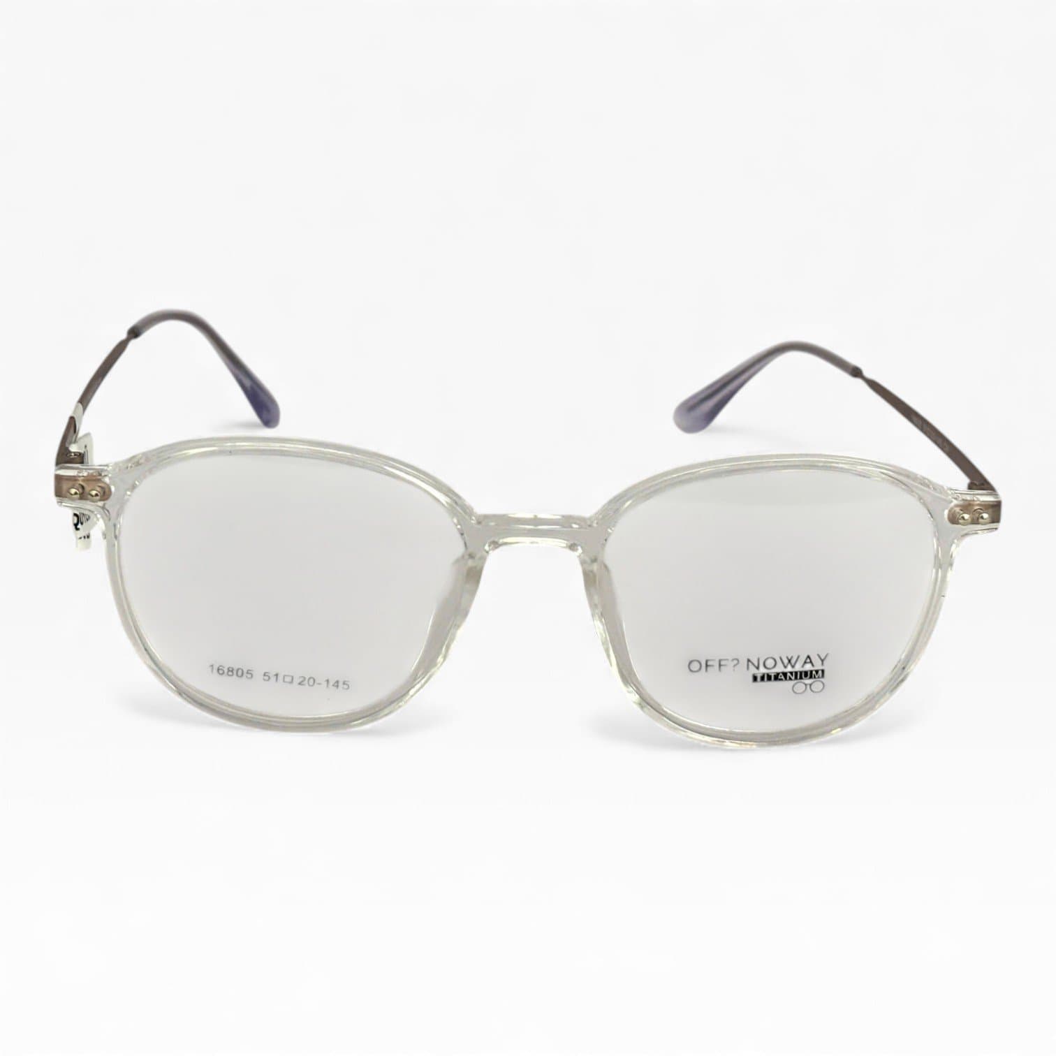 Gọng kính Off?Noway dáng vuông bo, chất liệu nhựa trong suốt + càng kim loại