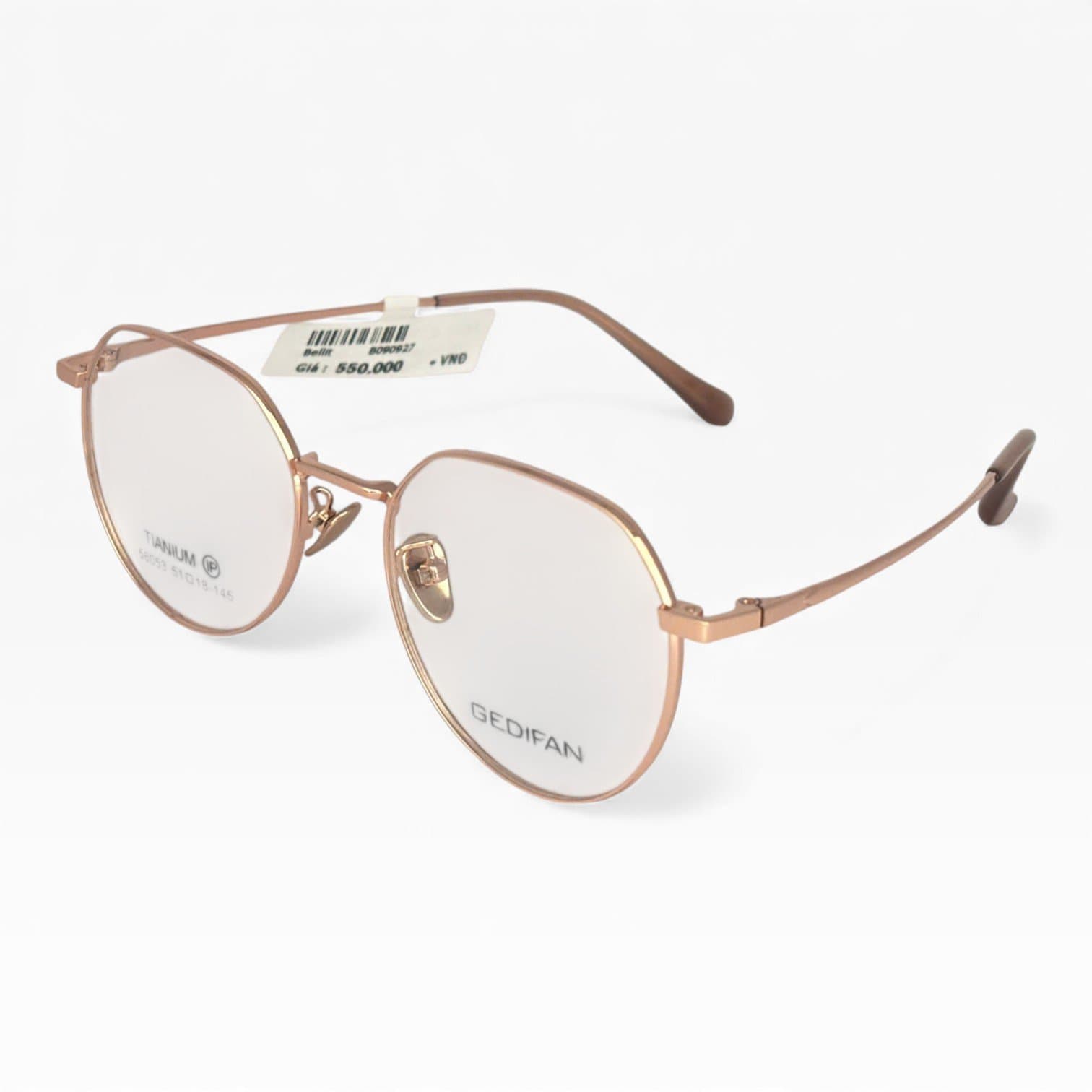 Gọng Kính Titan GEDIFAN – Form Tròn Bát Giác Màu Vàng Hồng - ảnh 2