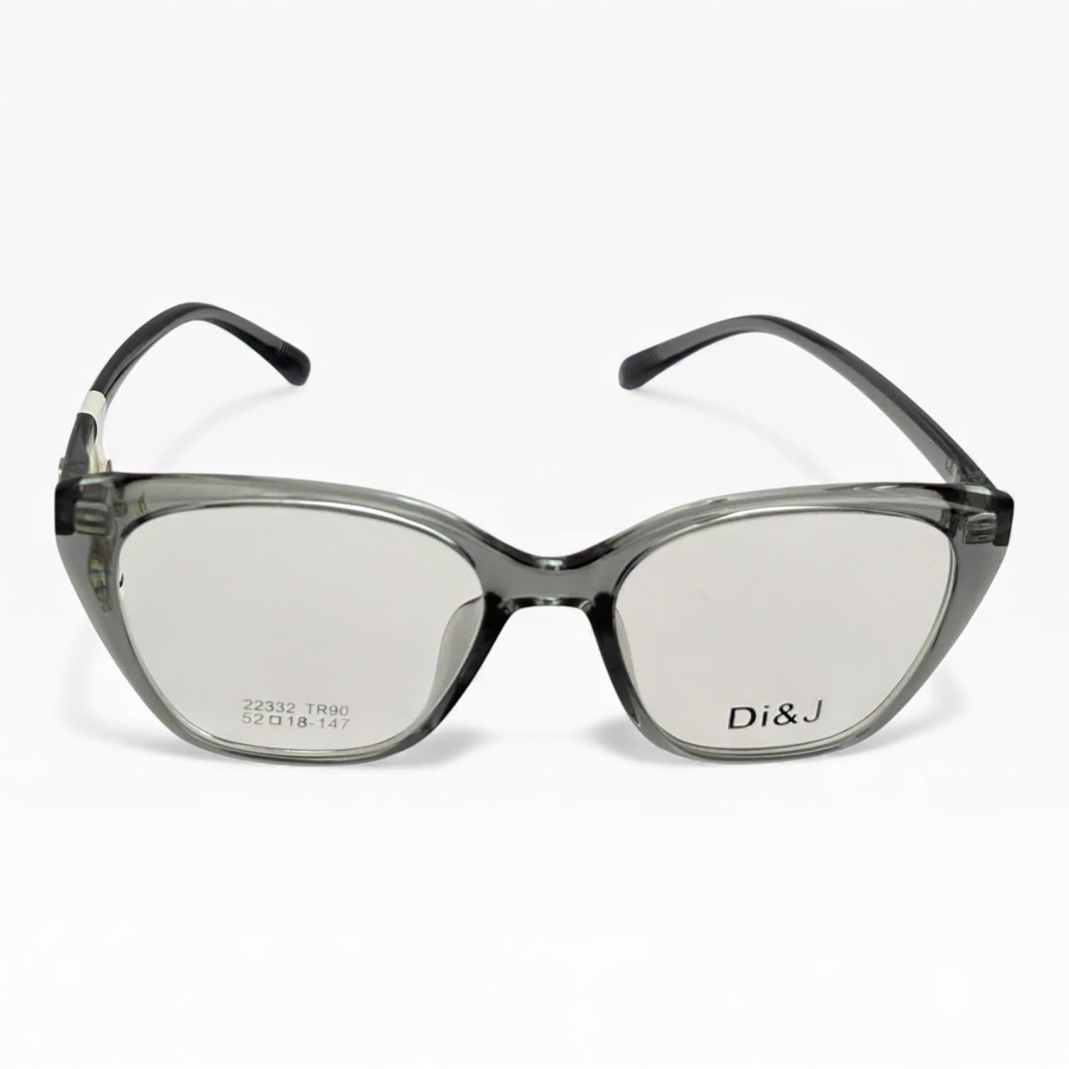 Kính DI&J TR90 xám khói – gọng vuông mắt mèo – chống ánh sáng xanh