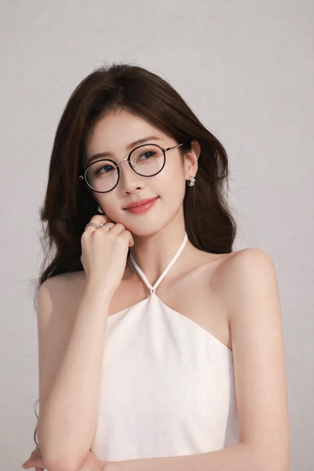 kính gọng Louisika dáng tròn bầu, viền nhựa đen phối càng Titanium IP - ảnh 4