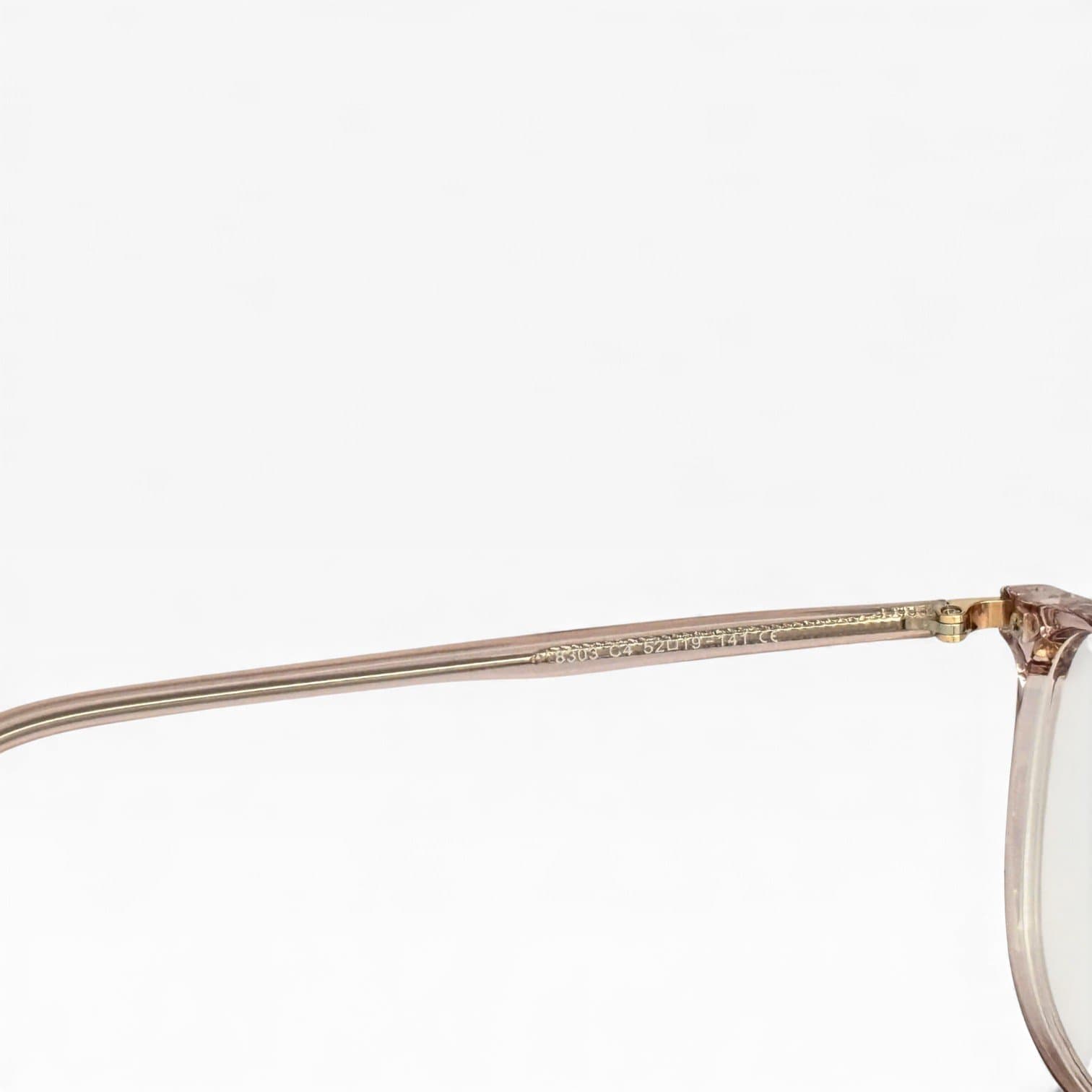 Kính gọng vuông bo tròn, nhựa trong màu nâu, điểm nhấn kim loại ở bản lề - ảnh 3