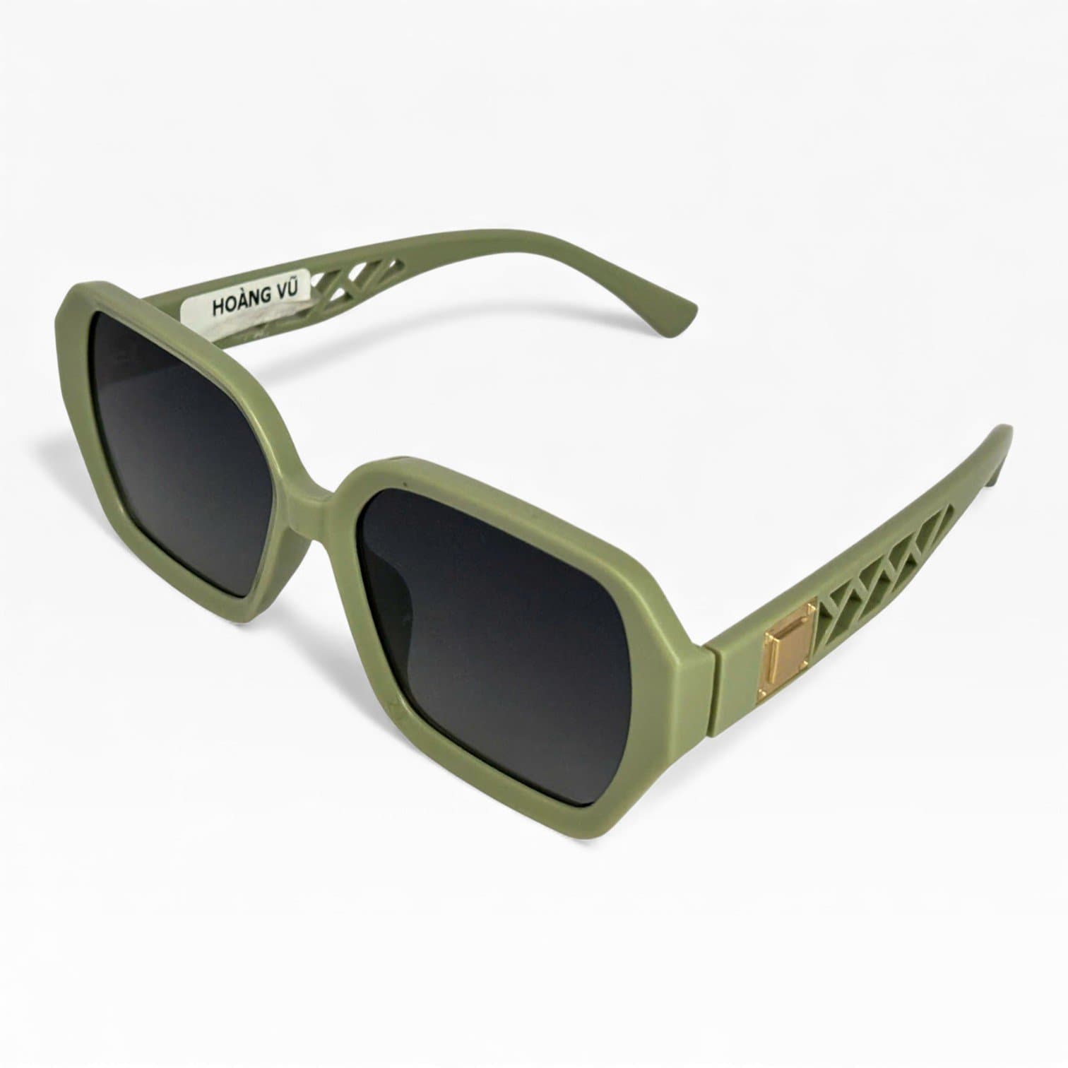 Kính Mát Form Vuông Bo Góc Màu Xanh Rêu – Tròng Đen UV400 Unisex - ảnh 2