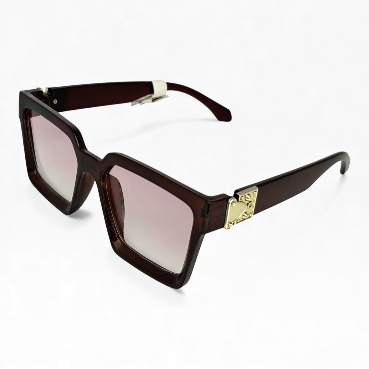 Kính Mát Gọng Nâu Form Vuông – Tròng Hồng Khói Chuyển Màu Chống UV400 - ảnh 2