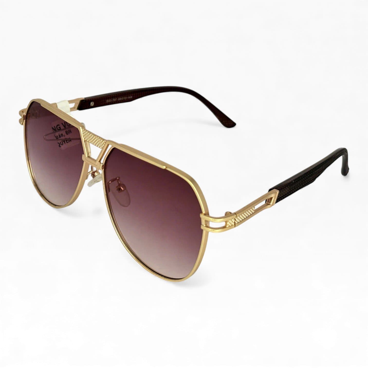Kính Mát Kim Loại Aviator – Gọng Vàng Sang Trọng, Tròng Nâu Khói - ảnh 2
