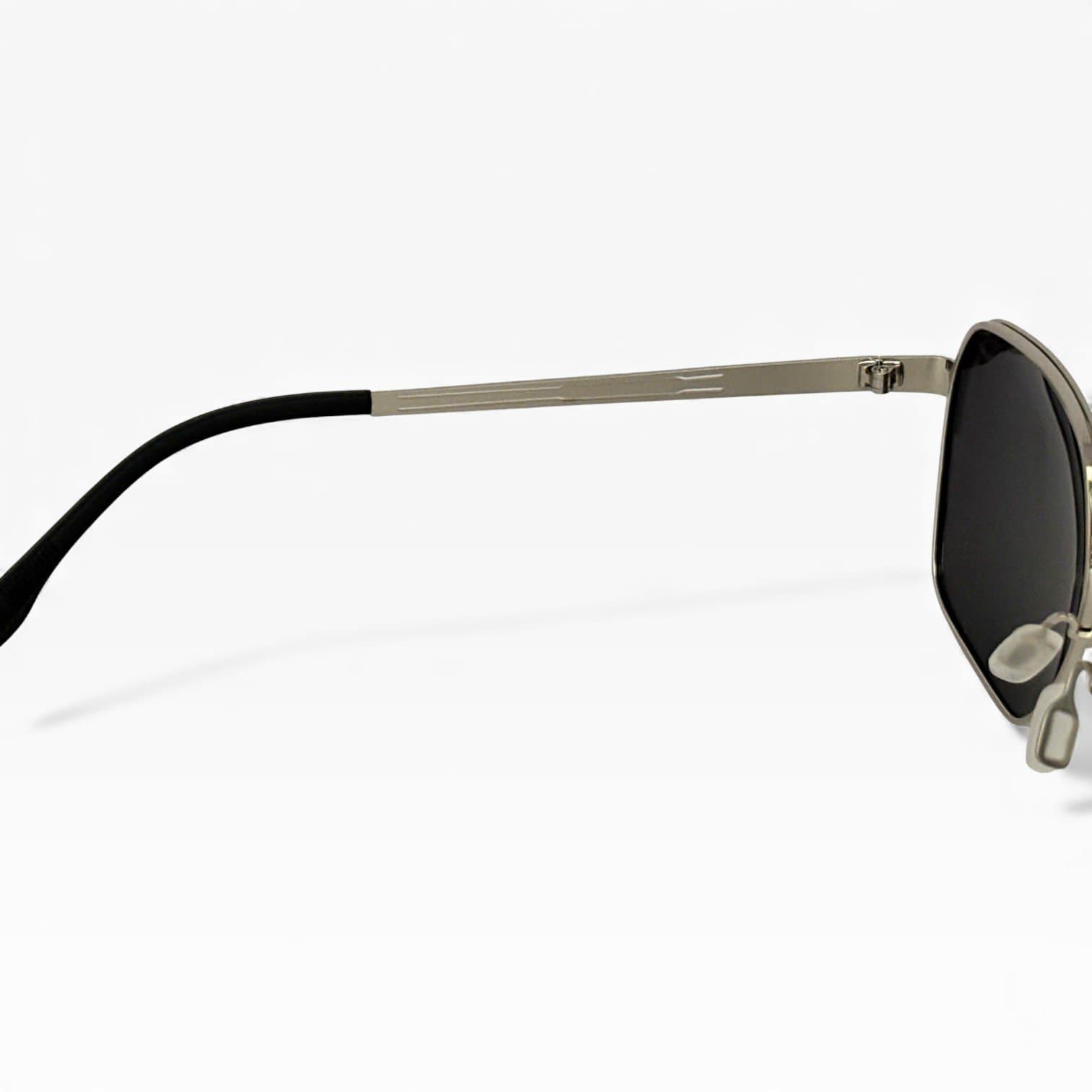 Kính Mát Nam – Gọng Kim Loại Bạc, Form Phi Công Vuông, Tròng Đen UV400 - ảnh 3