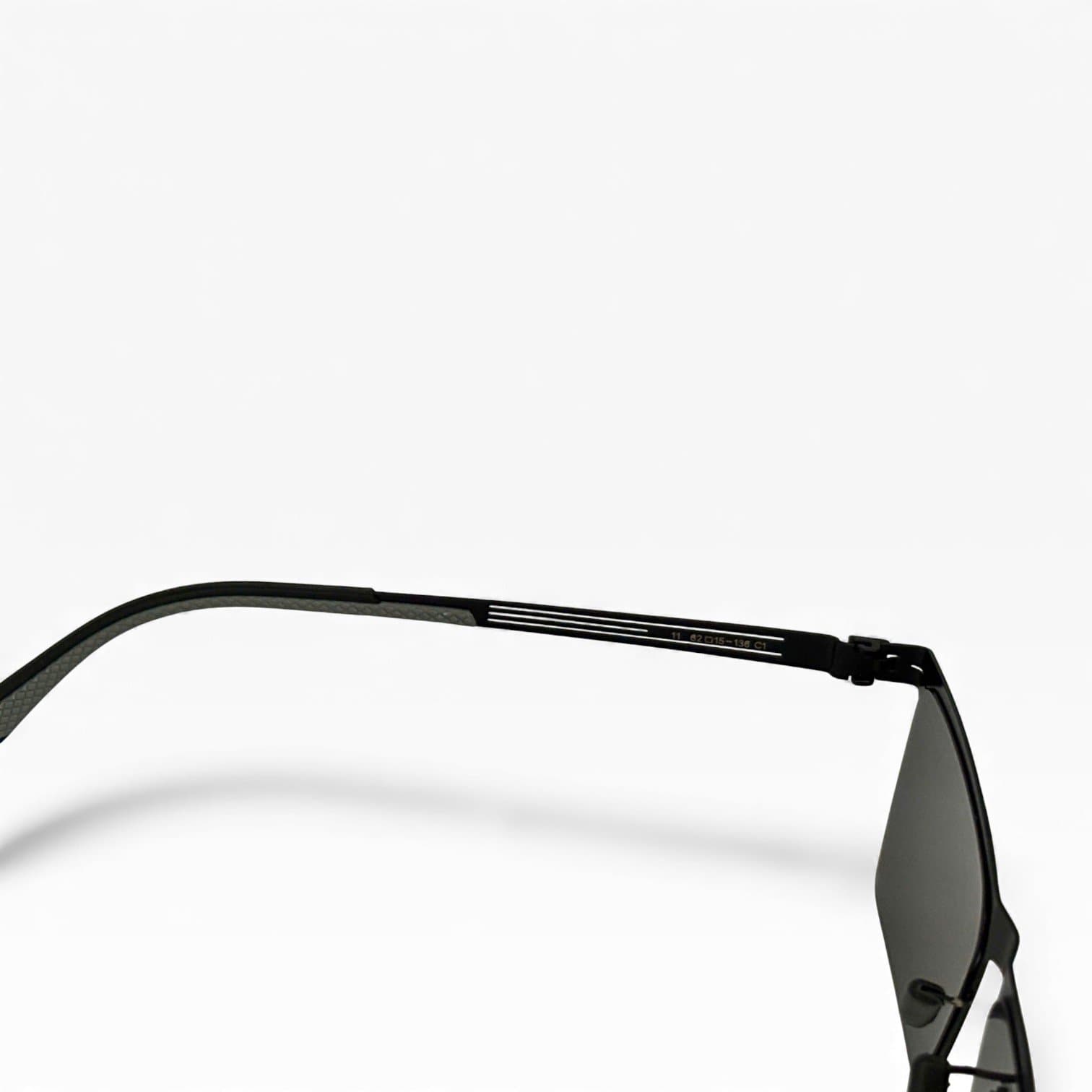 Kính Mát Nam – Gọng Kim Loại Đen Vuông Dài, Tròng Đen UV400 - ảnh 2