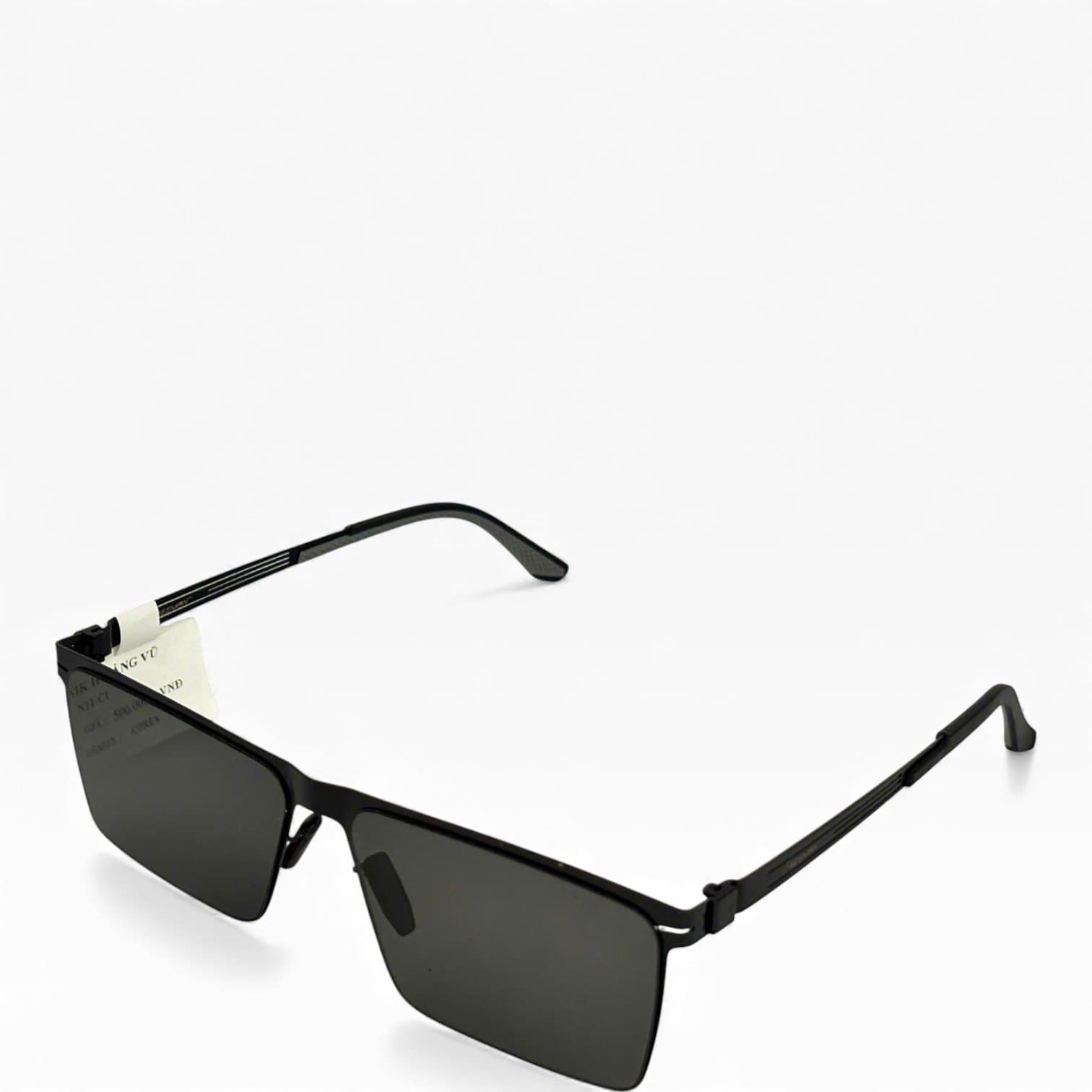 Kính Mát Nam – Gọng Kim Loại Đen Vuông Dài, Tròng Đen UV400