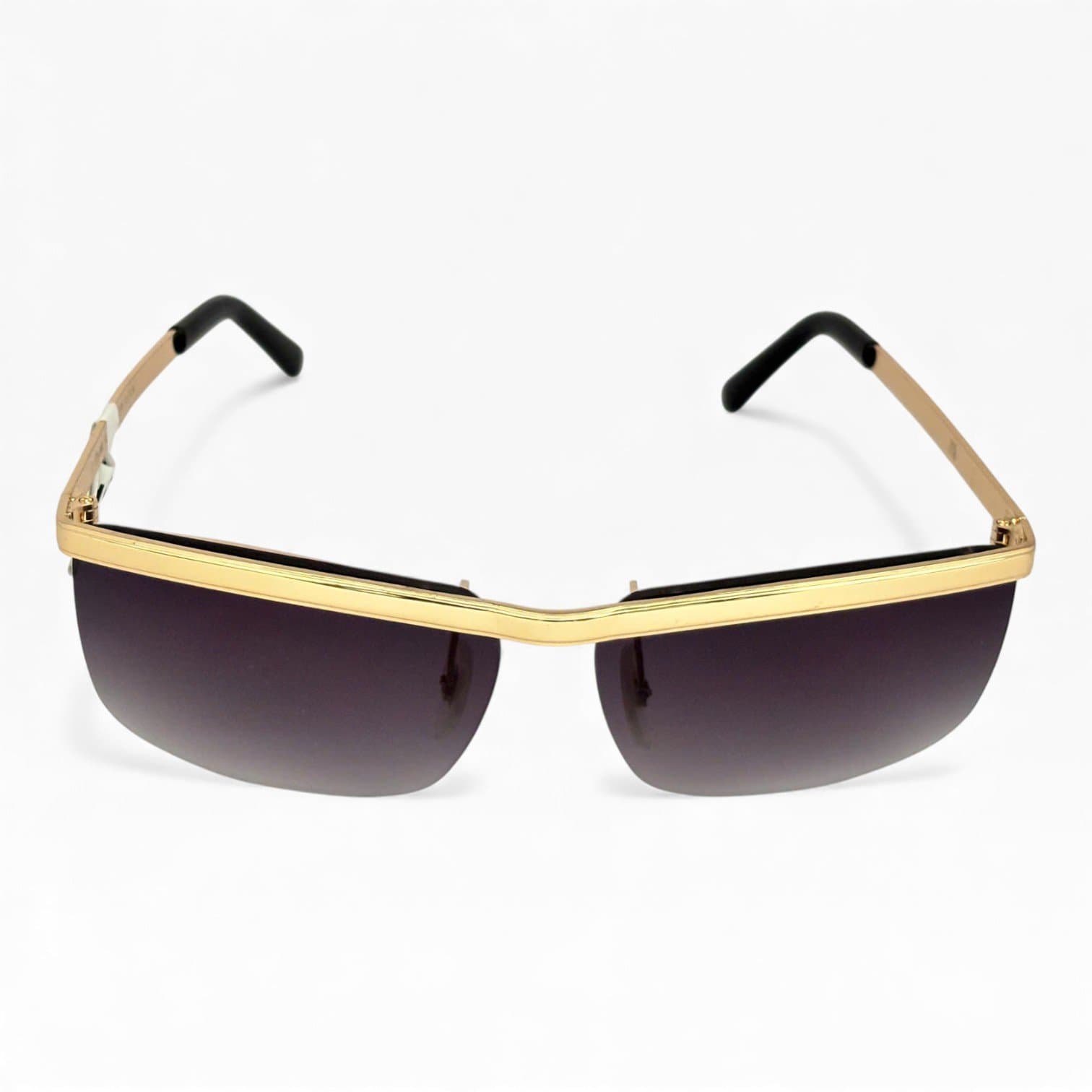 Kính Mát Nam Nửa Viền Kim Loại Cao Cấp – Tròng Tím Khói