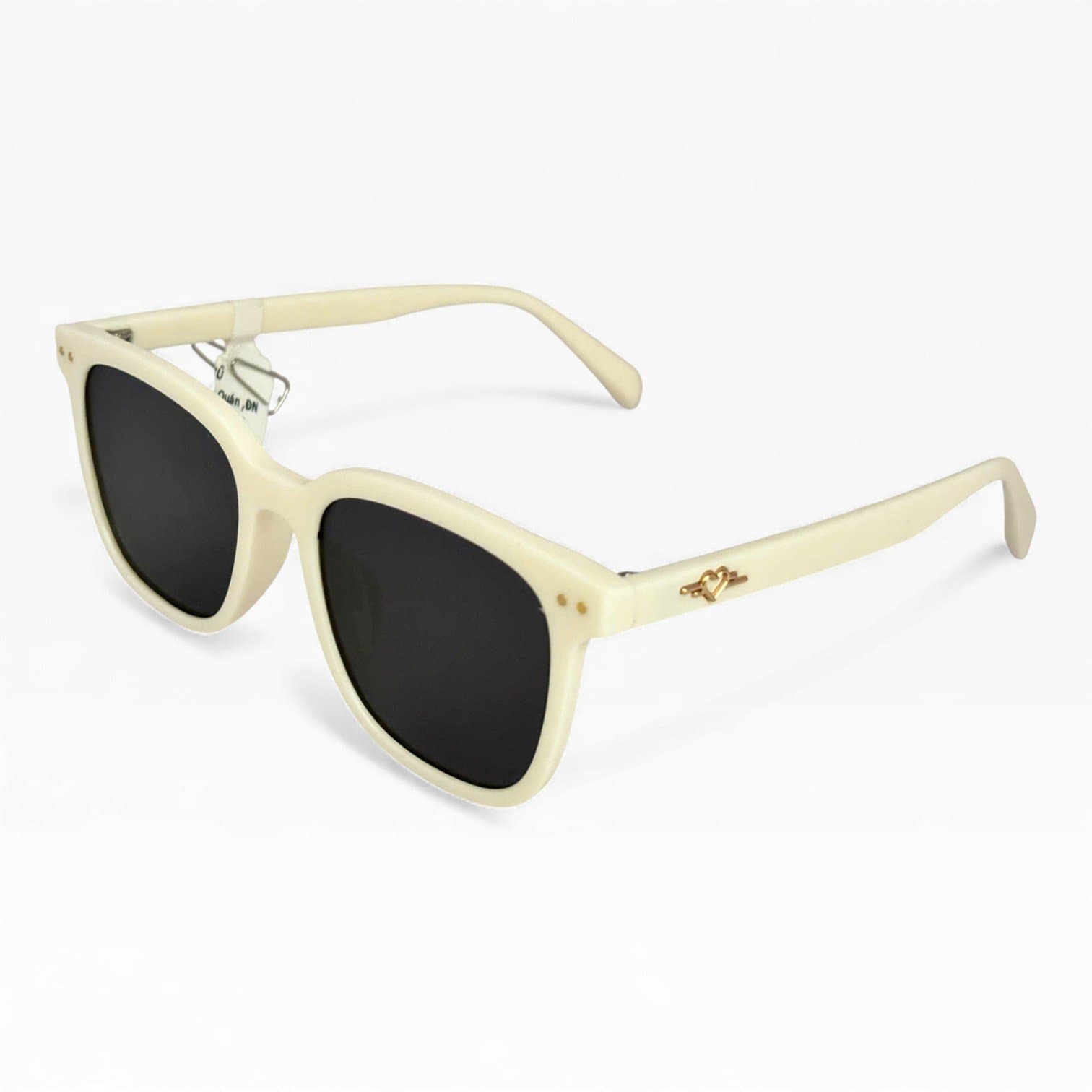 Kính Mát Vuông Trẻ Trung – Gọng Kem Sữa Thời Trang, Tròng Đen UV400 - ảnh 2