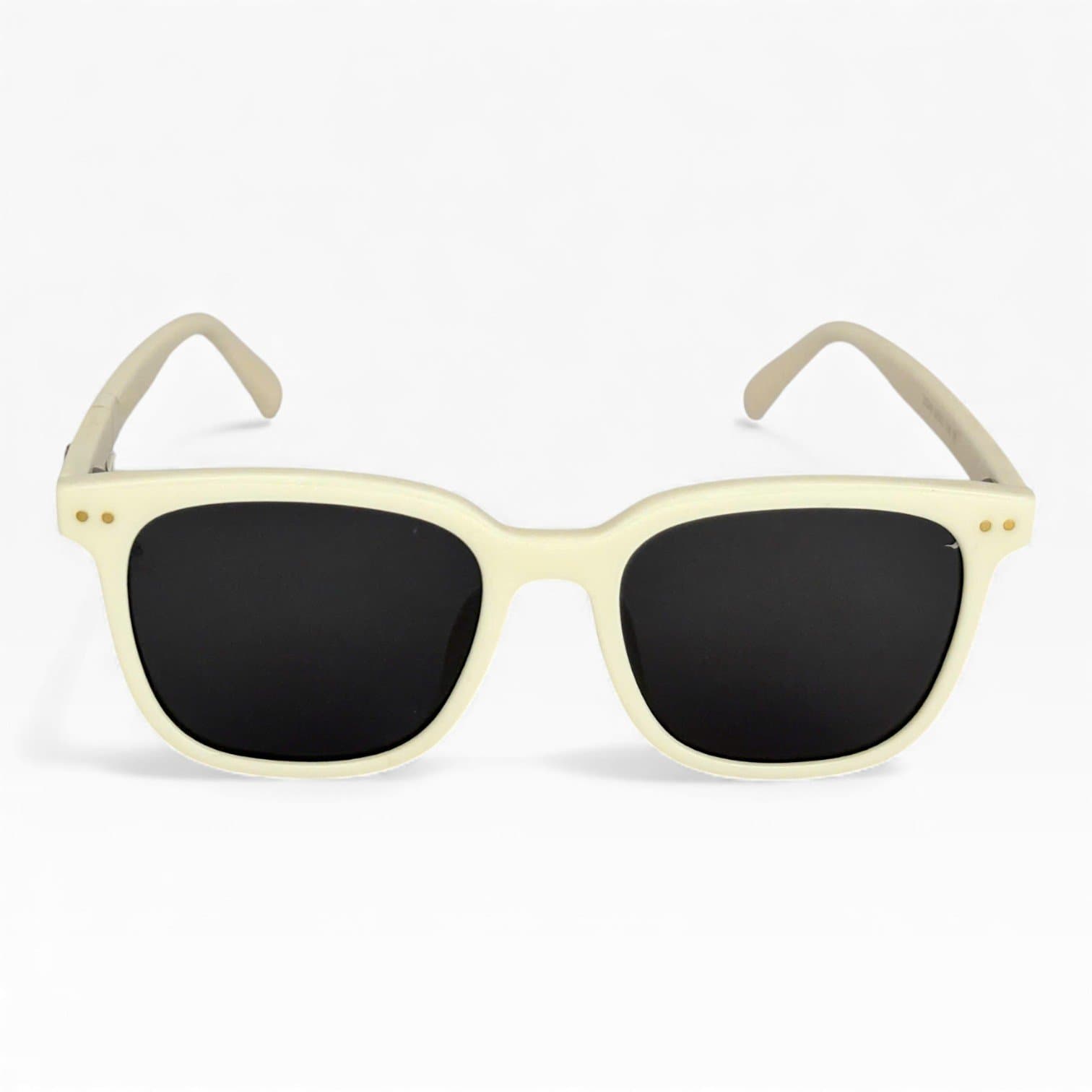 Kính Mát Vuông Trẻ Trung – Gọng Kem Sữa Thời Trang, Tròng Đen UV400