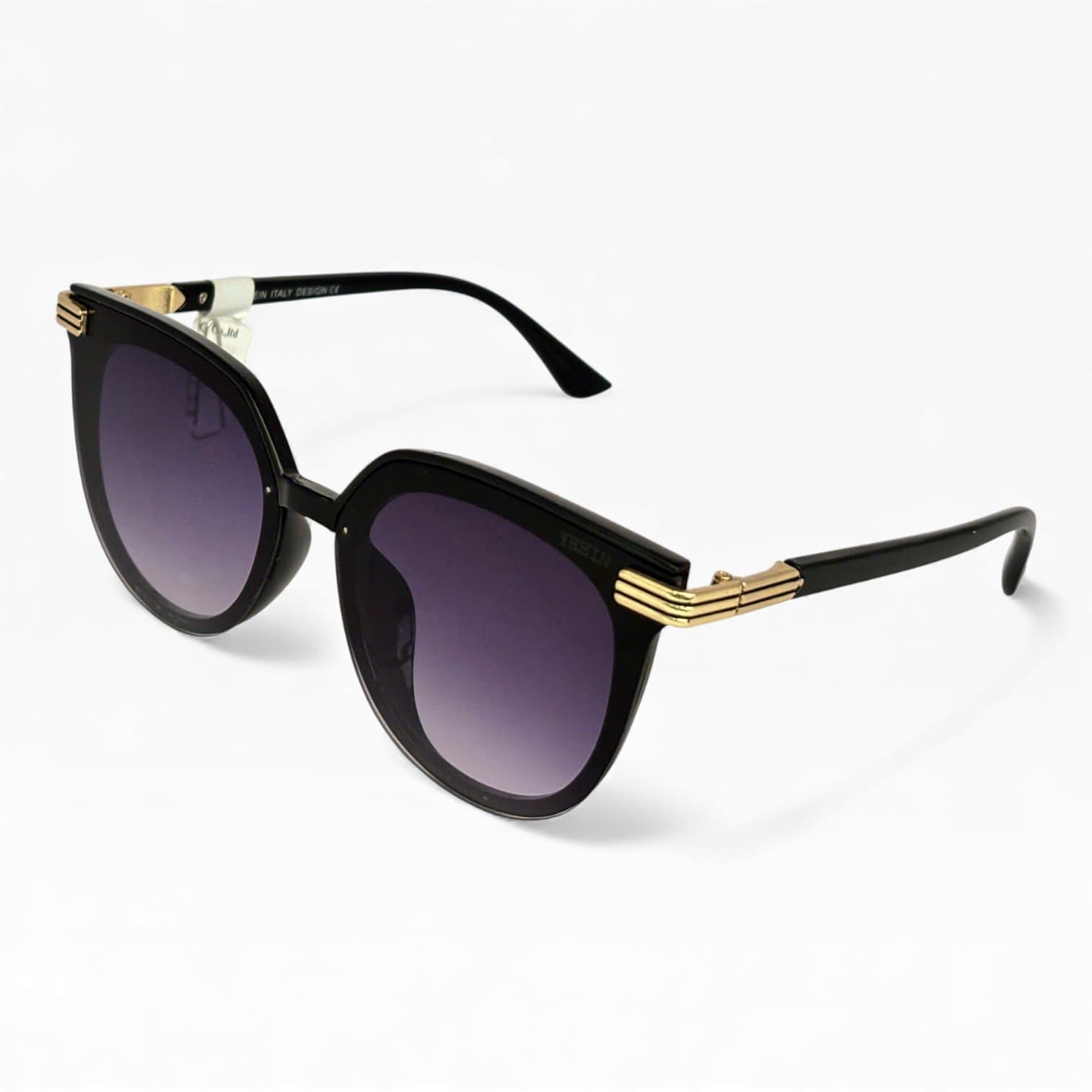 Kính Mát YBEIN – Gọng Đen Phối Viền Vàng, Tròng Gradient Tím Khói - ảnh 2