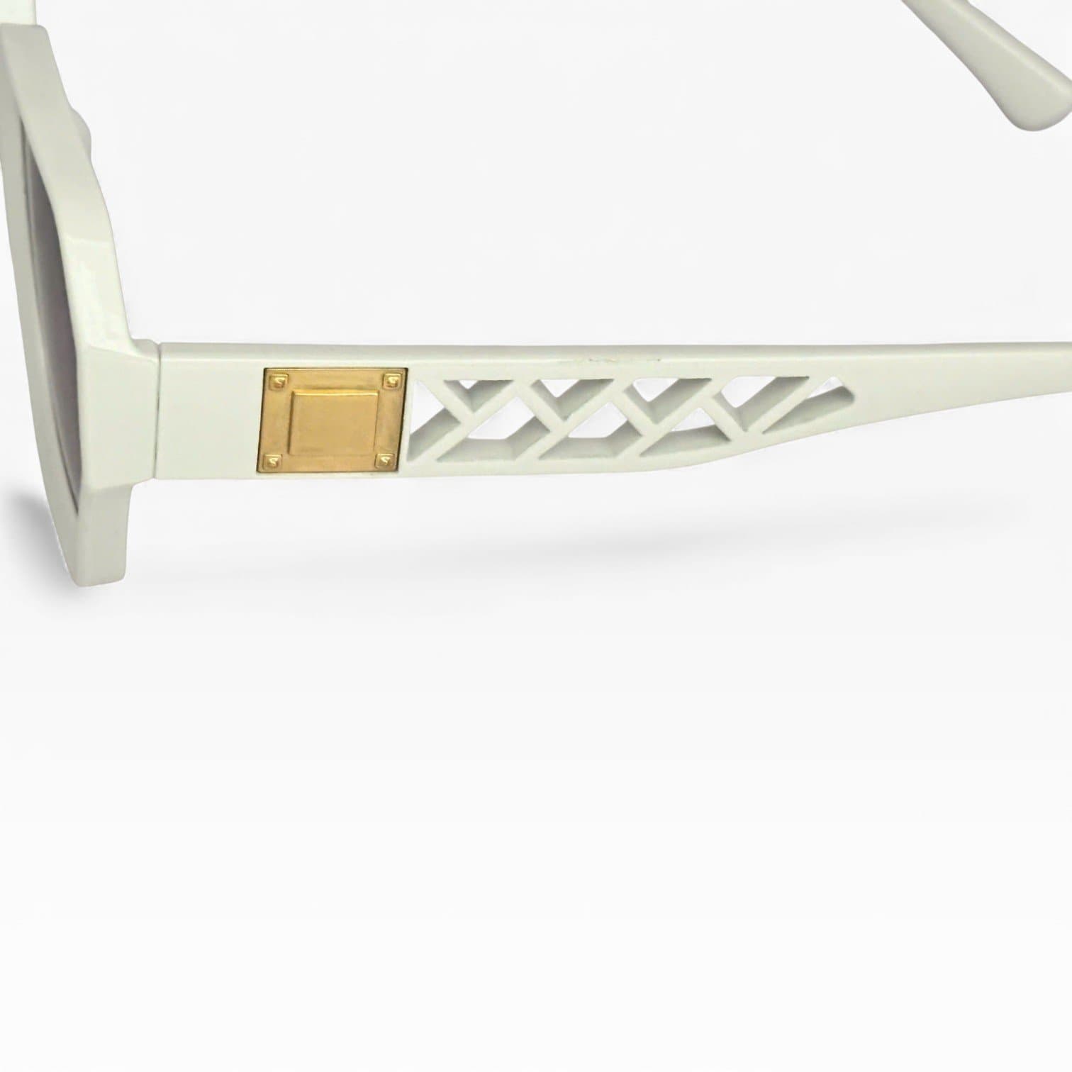 Kính Râm Vuông Bo Góc Gọng Trắng Sữa Tròng Tím UV400 Unisex Thời Trang - ảnh 3