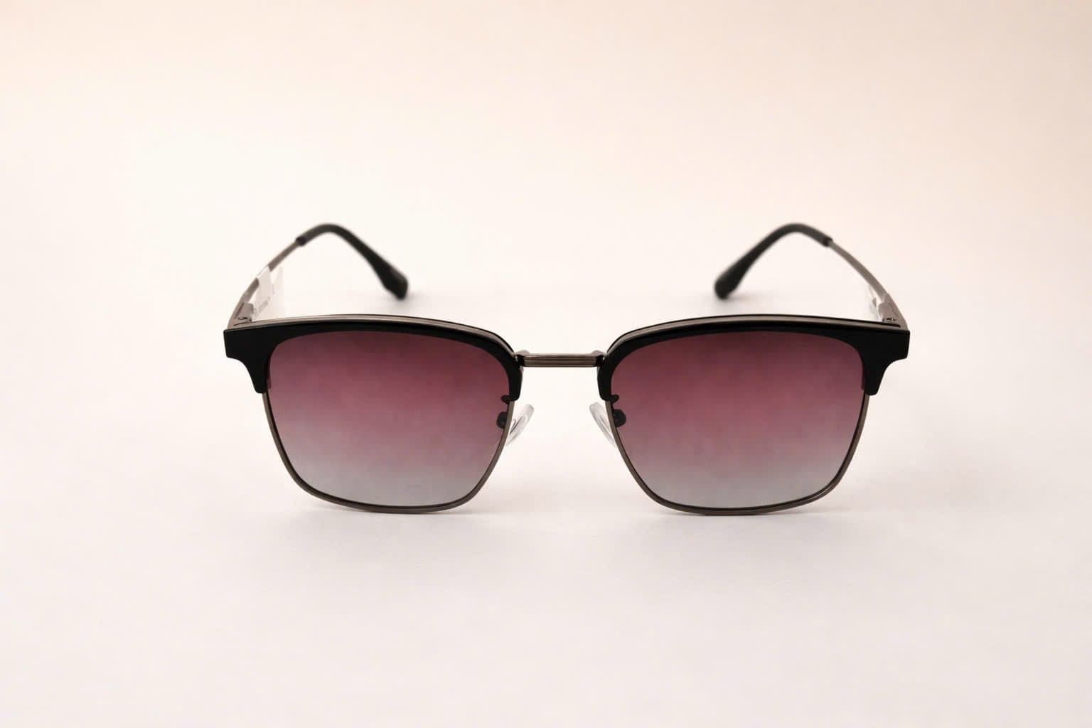 Kính Mát Nam Nữ Clubmaster Thời Thượng – Tròng Phân Cực Gradient Tím Khói – Chống Tia UV400 - ảnh 2