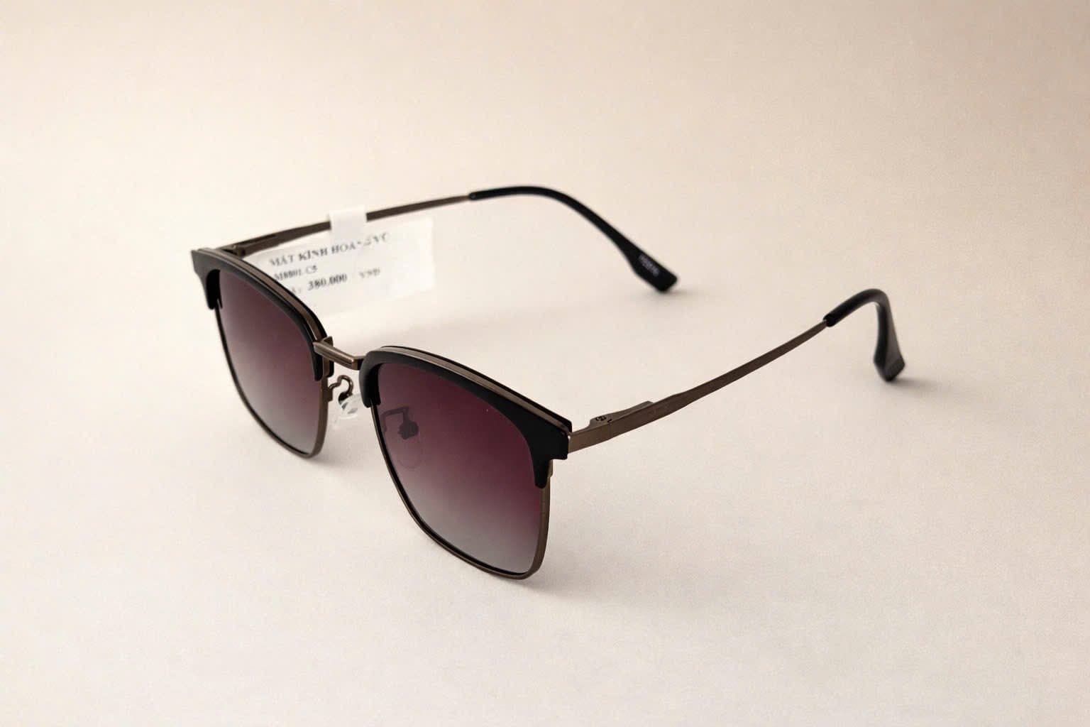 Kính Mát Nam Nữ Clubmaster Thời Thượng – Tròng Phân Cực Gradient Tím Khói – Chống Tia UV400 - ảnh 3