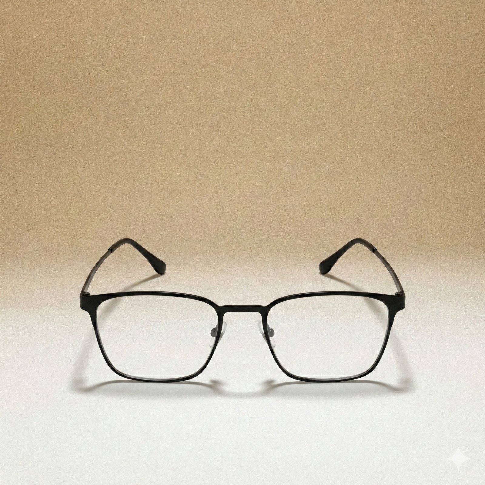 Gọng Kính Cận Kim Loại Đen Form Vuông Thanh Lịch – Nhẹ Êm, Unisex