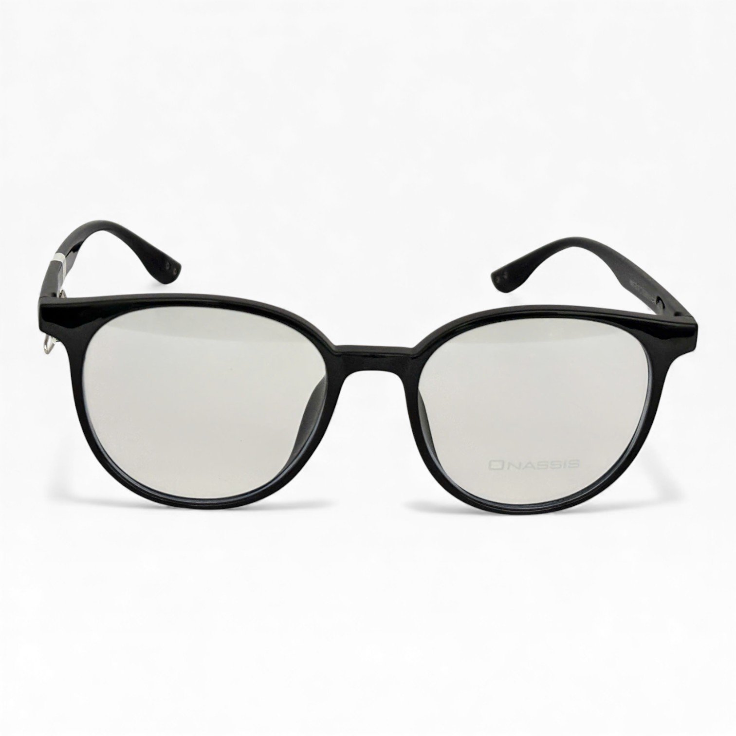 Gọng kính Onassis nhựa đen dáng tròn vuông nhẹ nhàng: