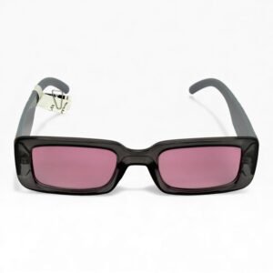 “Kính Râm Chữ Nhật Tròng Hồng UV400 Gọng Đen Thời Trang Unisex”