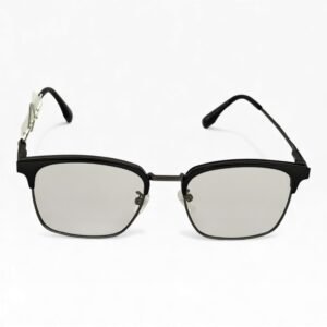 Kính Mát Nam Nữ – Gọng Kim Loại Nửa Viền Đen (Clubmaster Style), Tròng Gương UV400