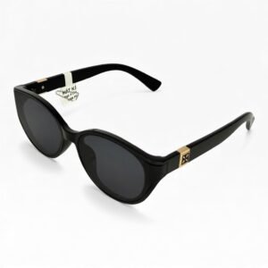 Kính Râm Oval Đen Unisex Tròng Đen UV400 Phong Cách Retro