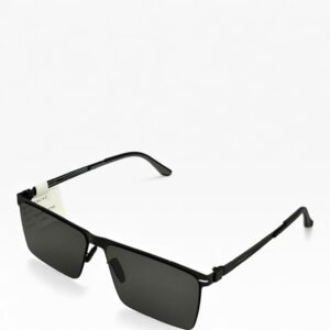 Kính Mát Nam – Gọng Kim Loại Đen Vuông Dài, Tròng Đen UV400