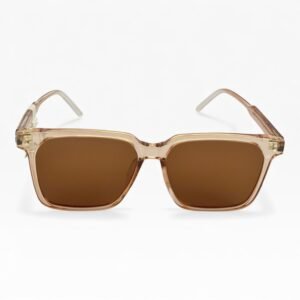 Kính Mát Gọng Nhựa Trong Màu Nâu Form Vuông Hot Trend 2025 – Unisex