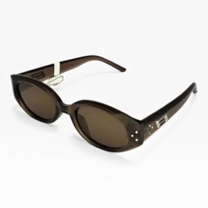 Kính Râm Oval Nhỏ Gọng Nâu Trà UV400 Phong Cách Retro Y2K Unisex